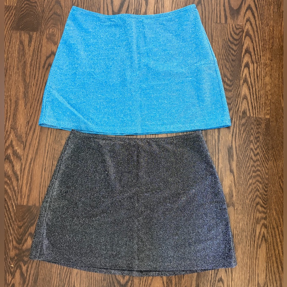 Victoria’s Secret PINK Mini Skirt Bundle – Blue & Black Glitter Size M